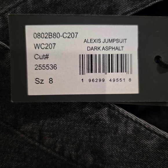 Paige Alexis Barrel Cargo Denim Jumpsuit- Black sz 8 NWT - Picture 7 of 7